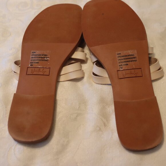 Wonderly Avery White Strappy Sandal Size 8.5 Man Made Materials Flats - Picture 4 of 12